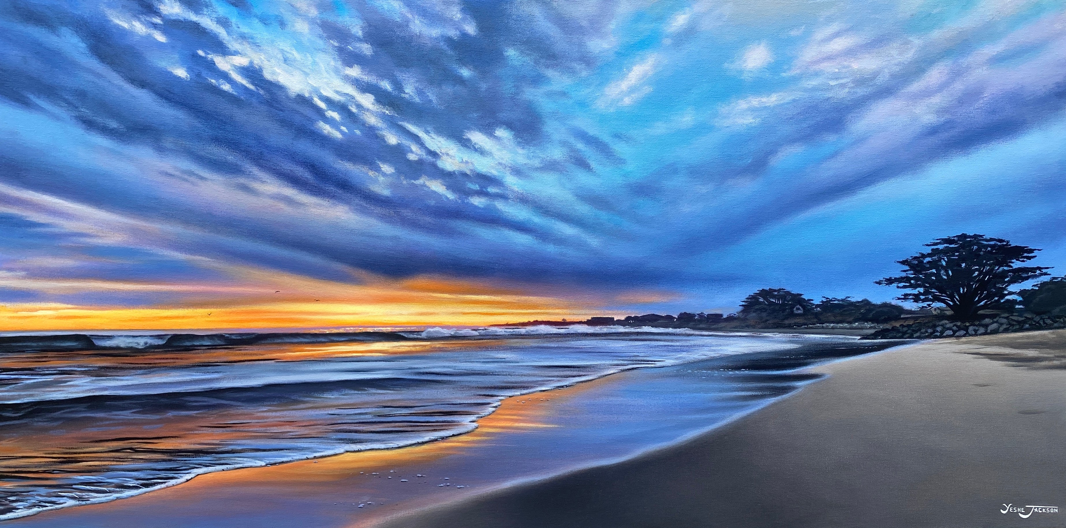 20th Ave Twilight, acrylic on canvas 24x48 inches