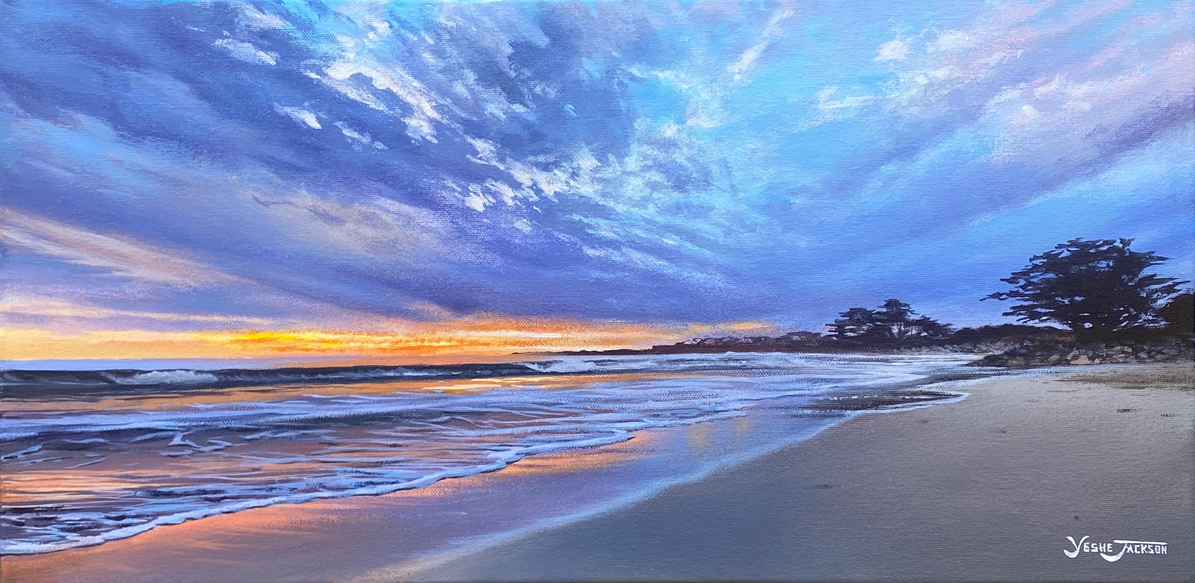 20th Avenue Twilight (Study), acrylic on canvas 12x24 inches