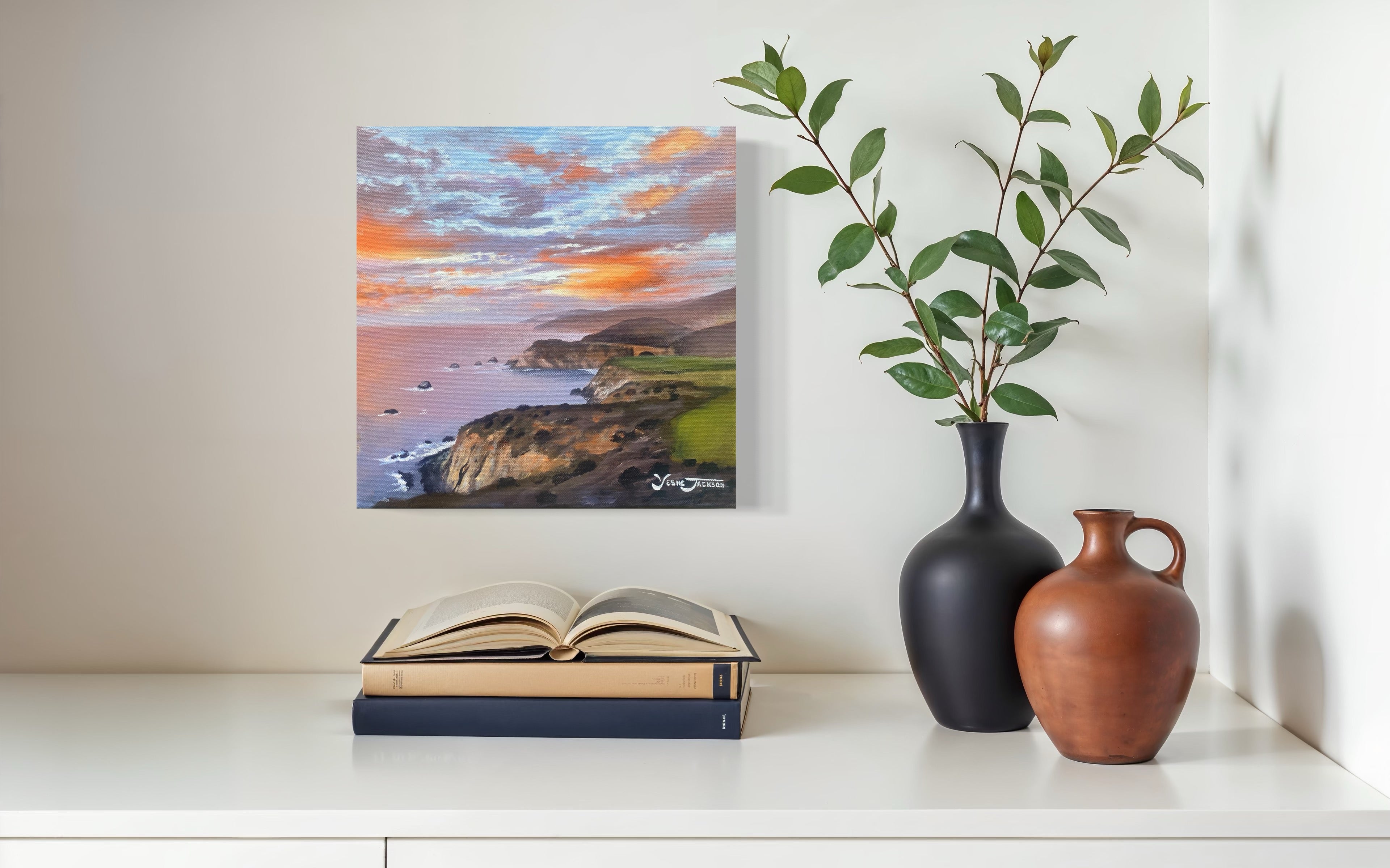 Big Sur Bliss, acrylic on canvas 12x12 inches