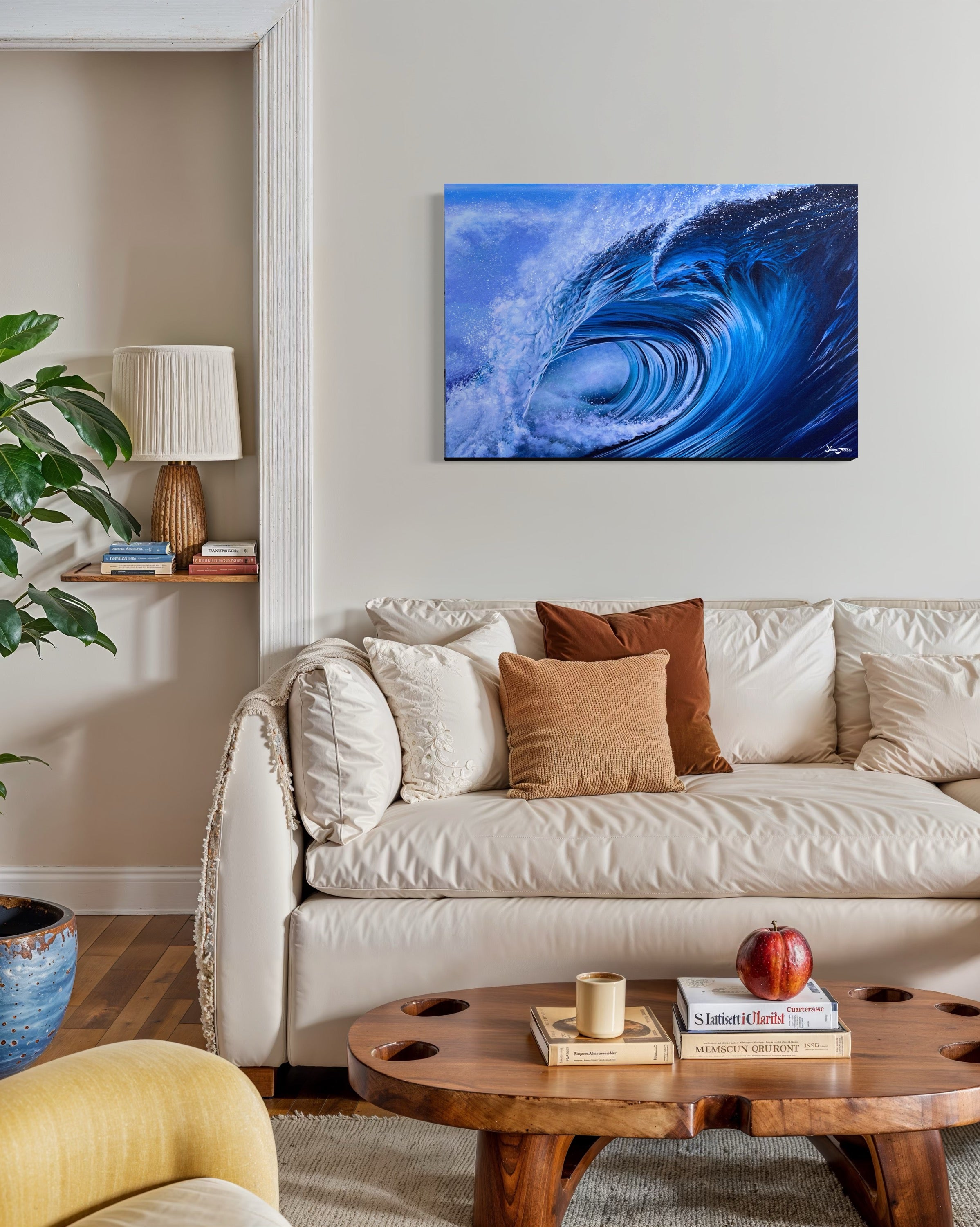 Blue curl, acrylic on canvas 24x36 inches