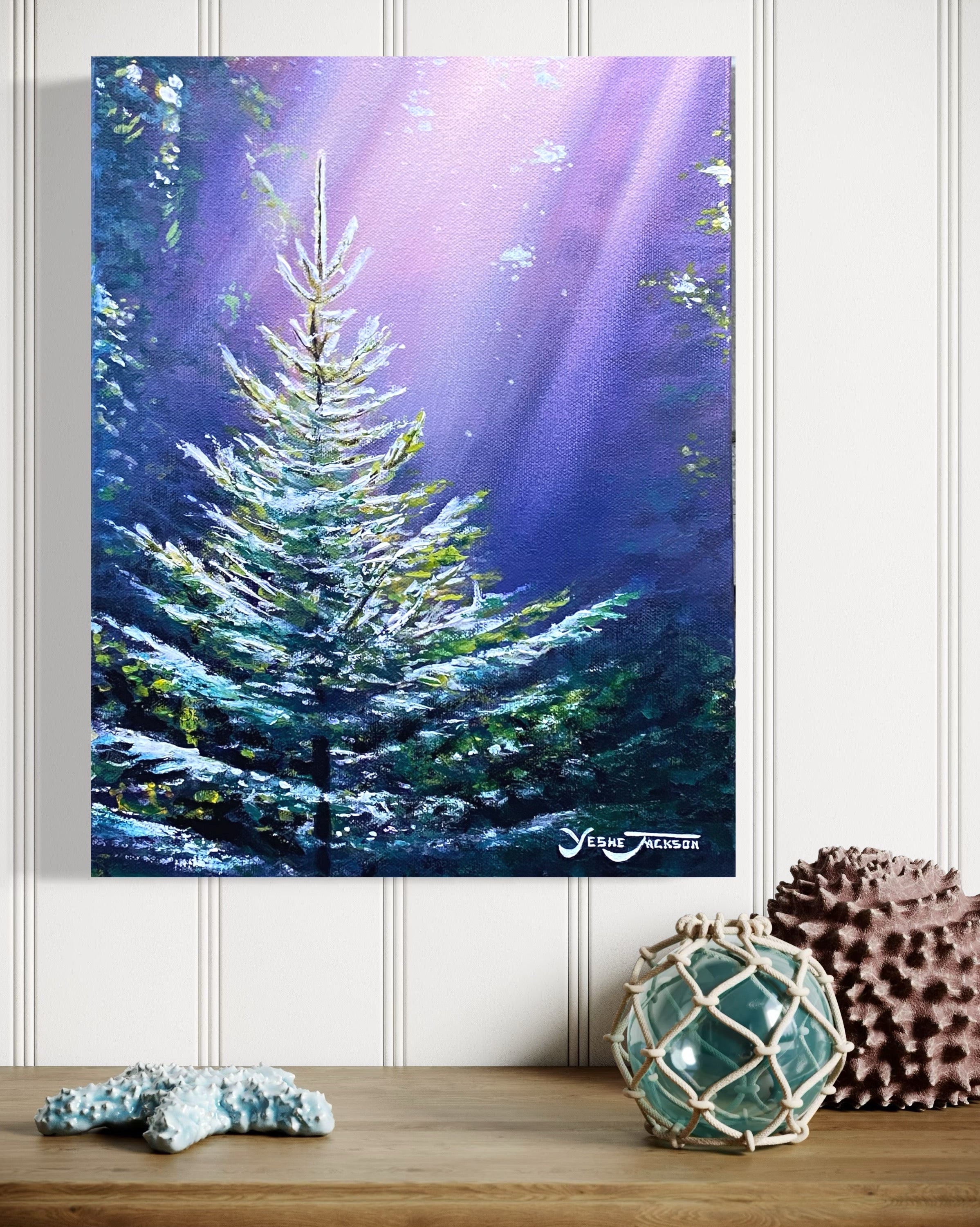 Evergreen, acrylic on canvas 14x11 inches