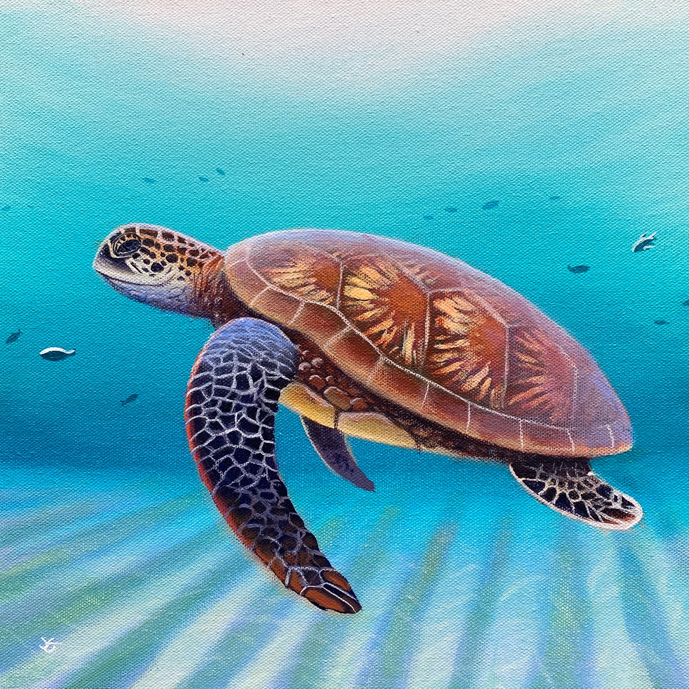 Floating Through, acrylic on canvas 12x12 inches