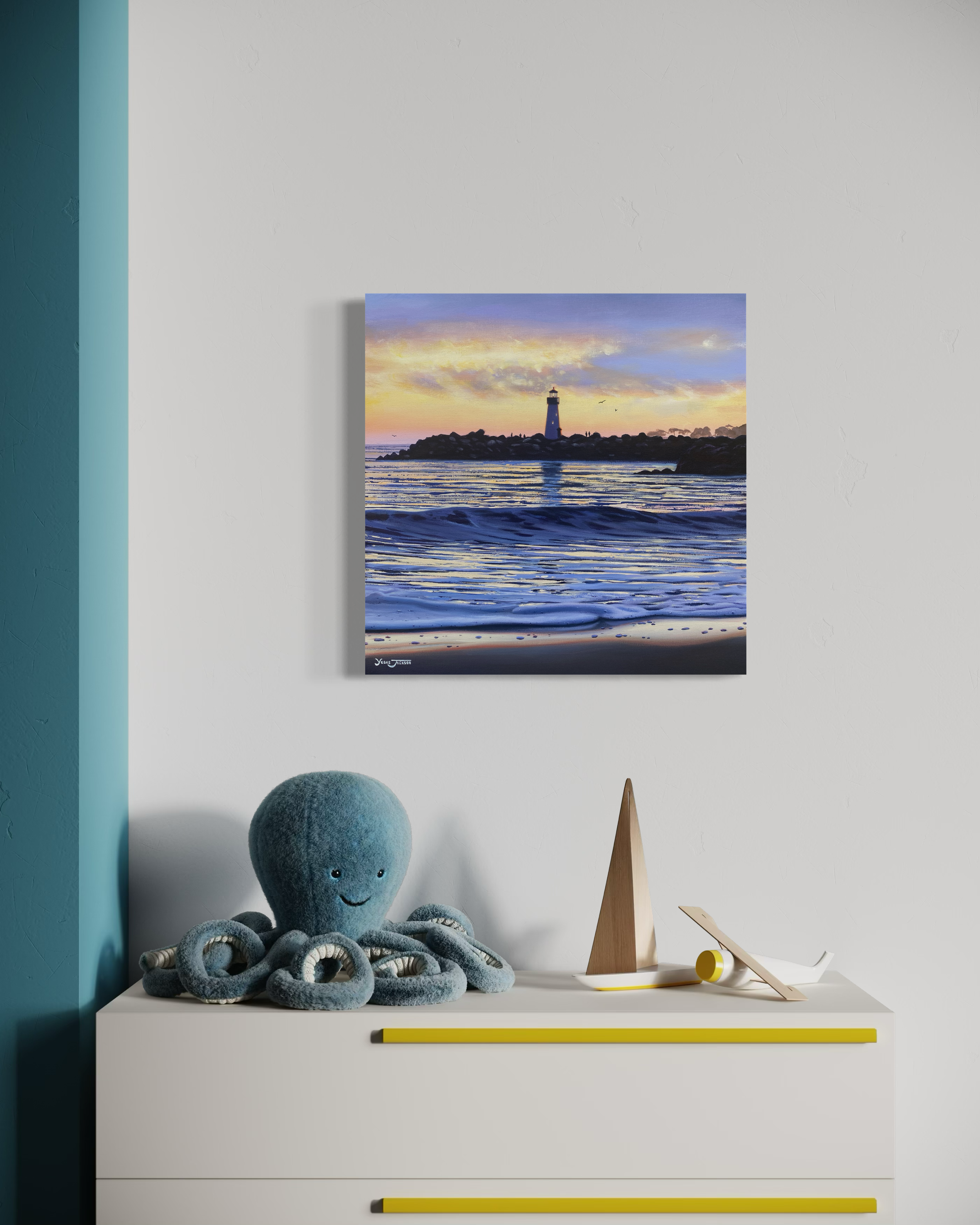 Tranquil Harbor, acrylic on canvas 20x20 inches