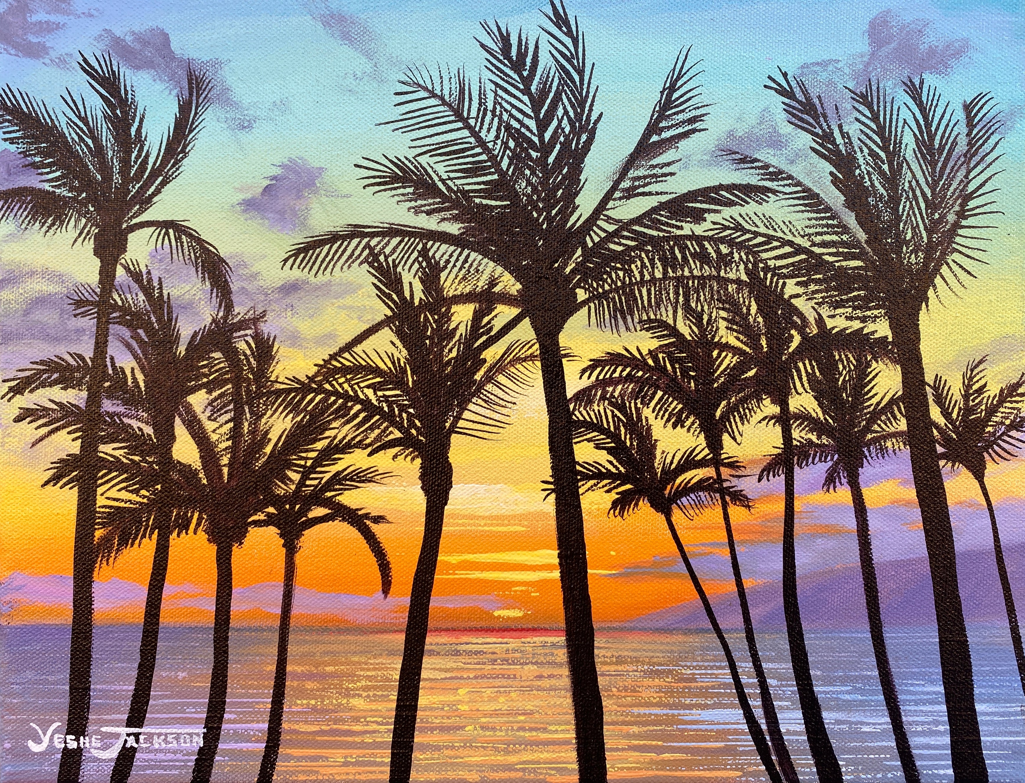 Paradise Palms, acrylic on canvas 11x14 inches