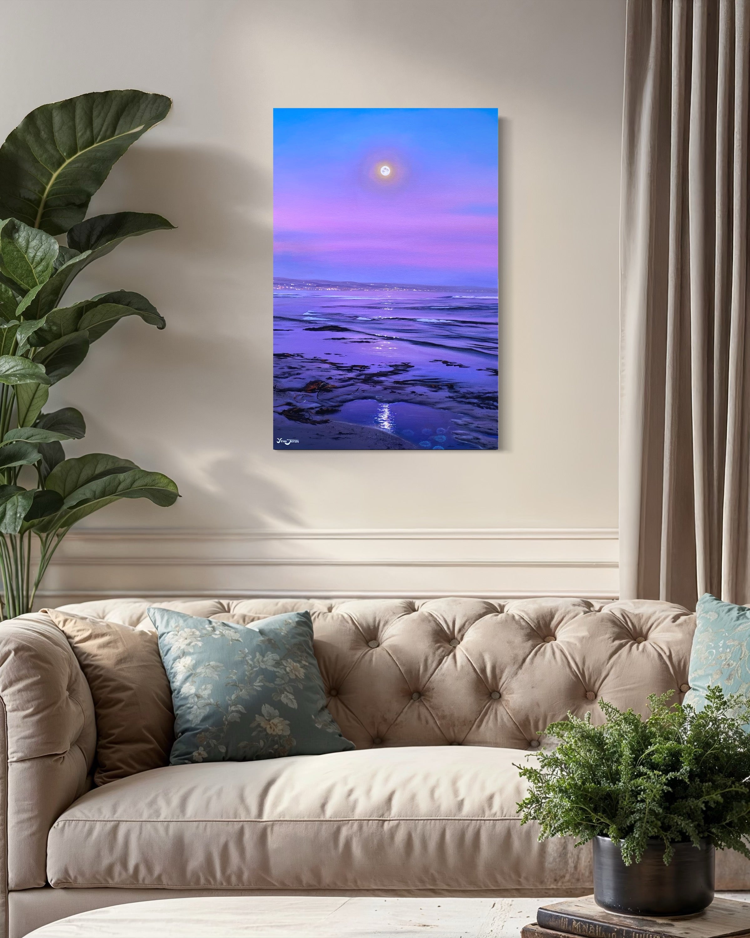 Moonlit Reflections, acrylic on canvas 24x36 inches