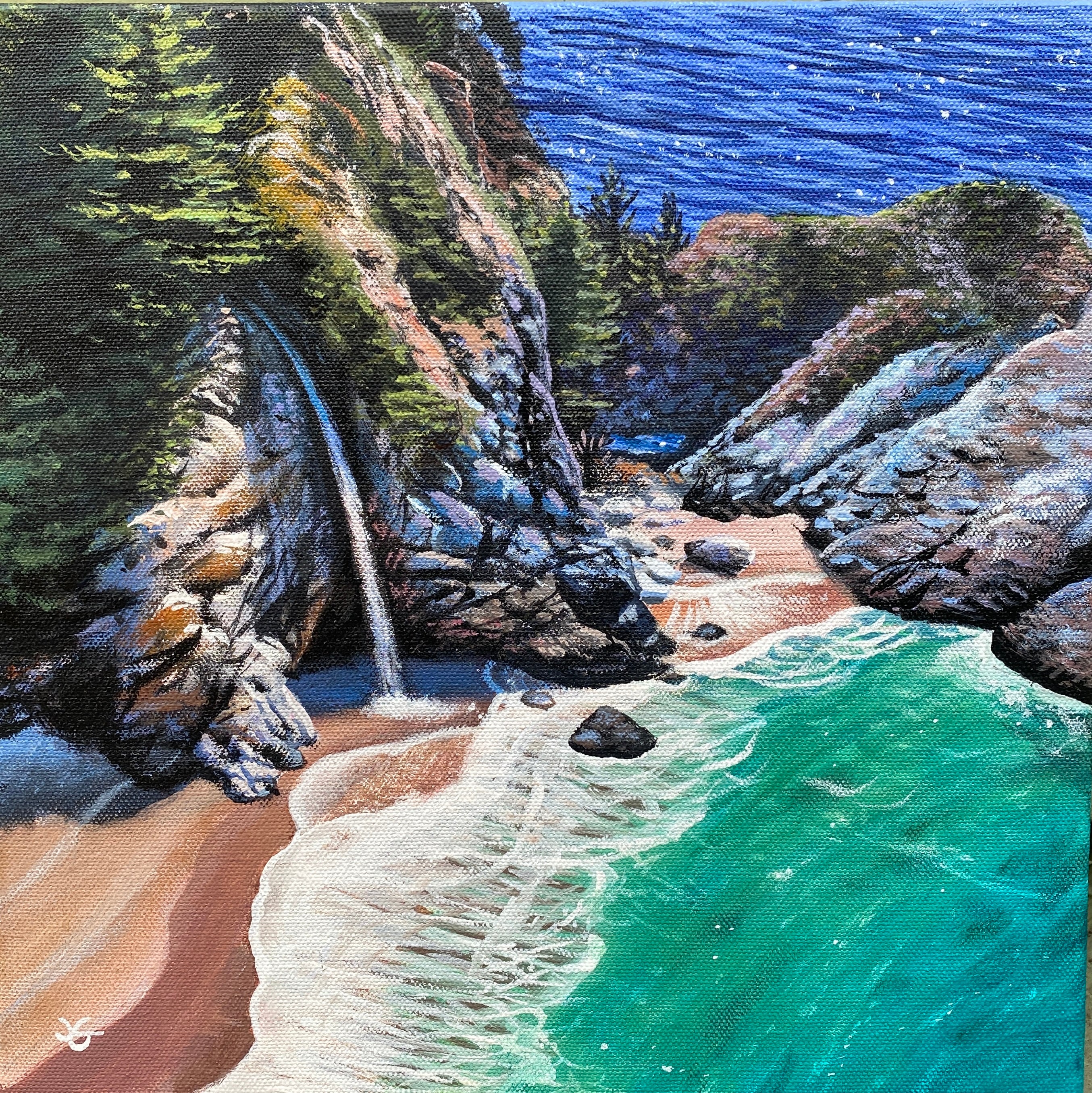 McWay Falls Magic, acrylic on canvas 12x12 inches