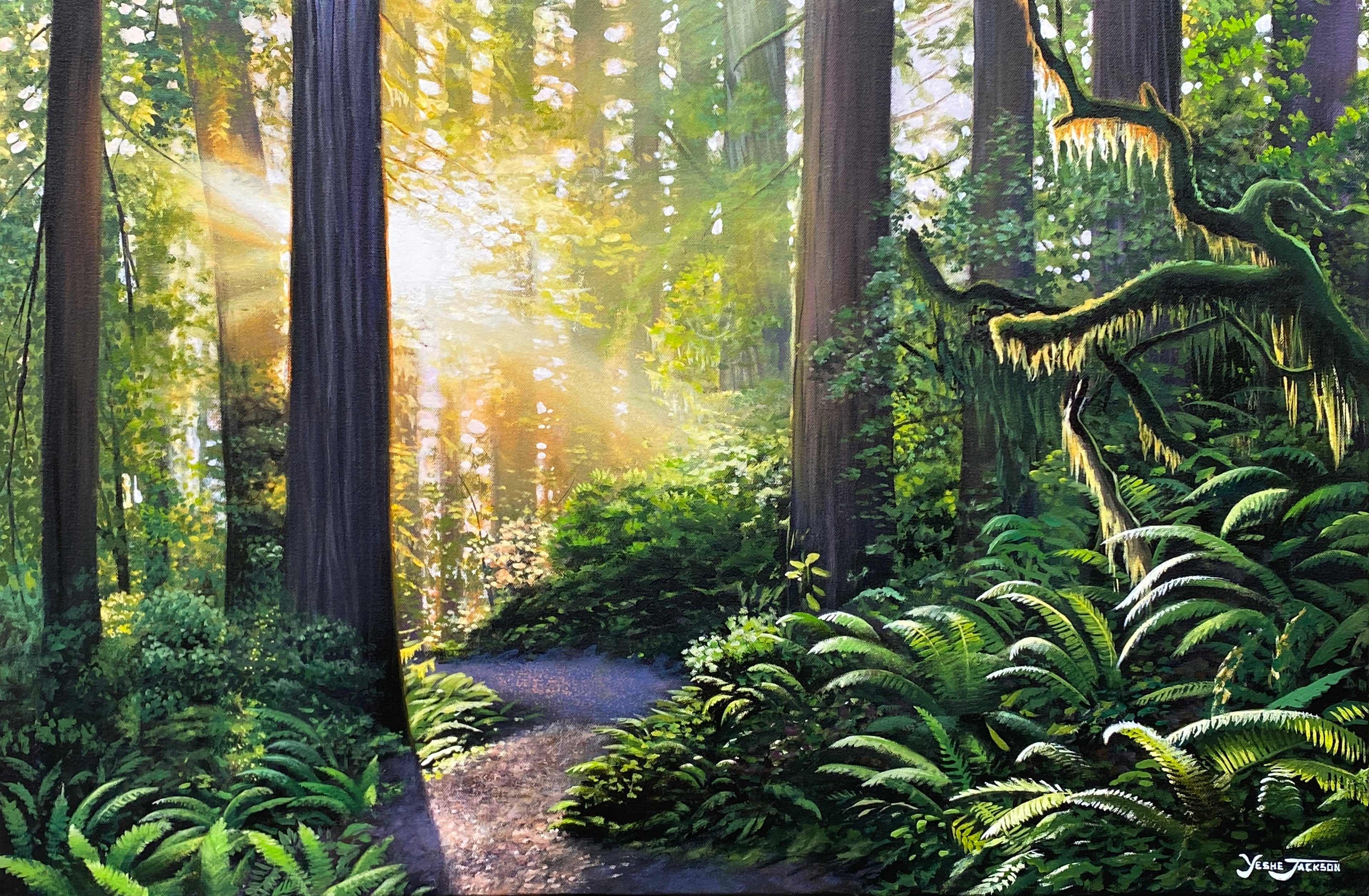 Through the Trees, acrylic on canvas 24x36 inches