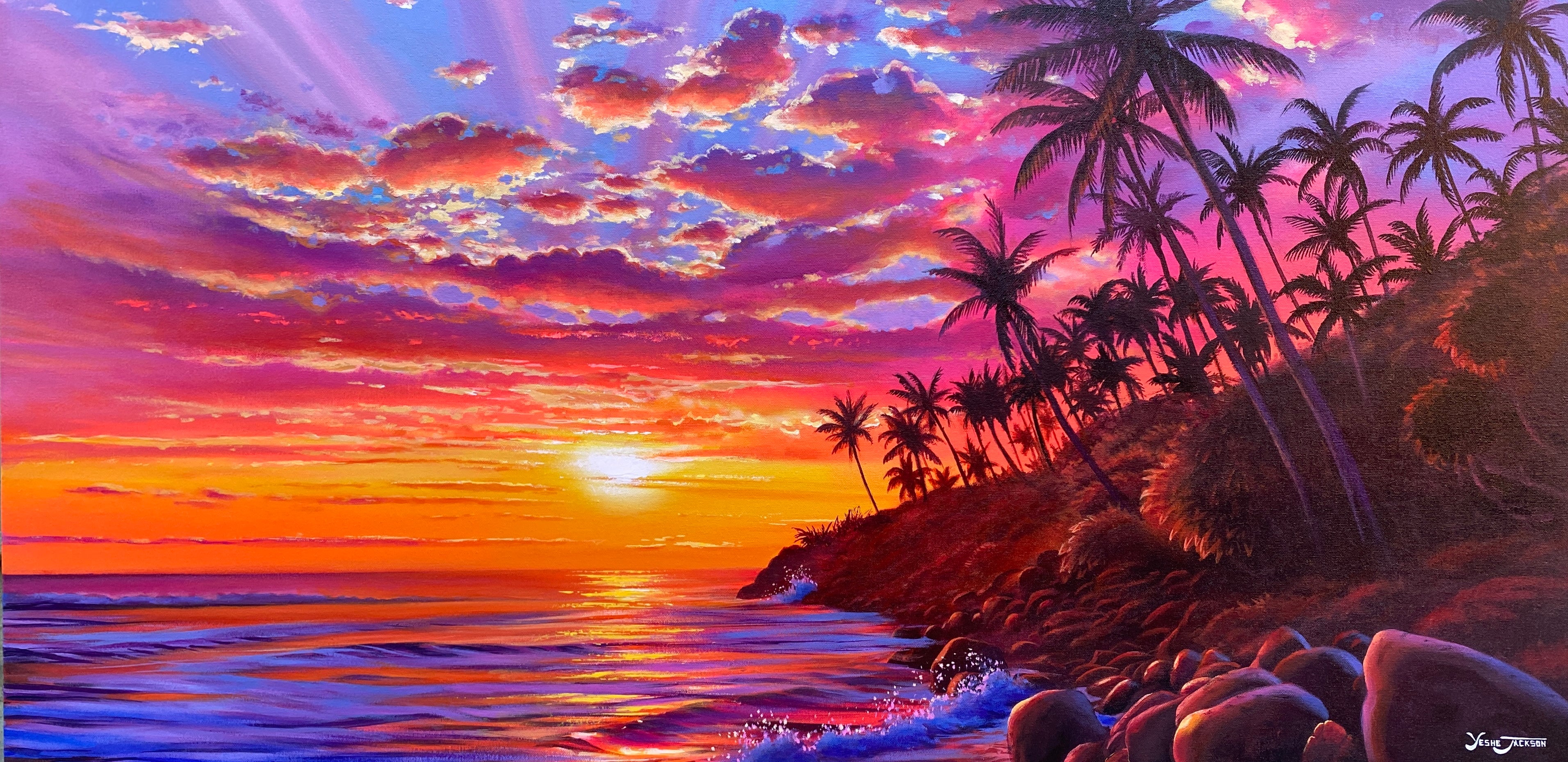 Tropical Dreams, acrylic on canvas 24x48 inches