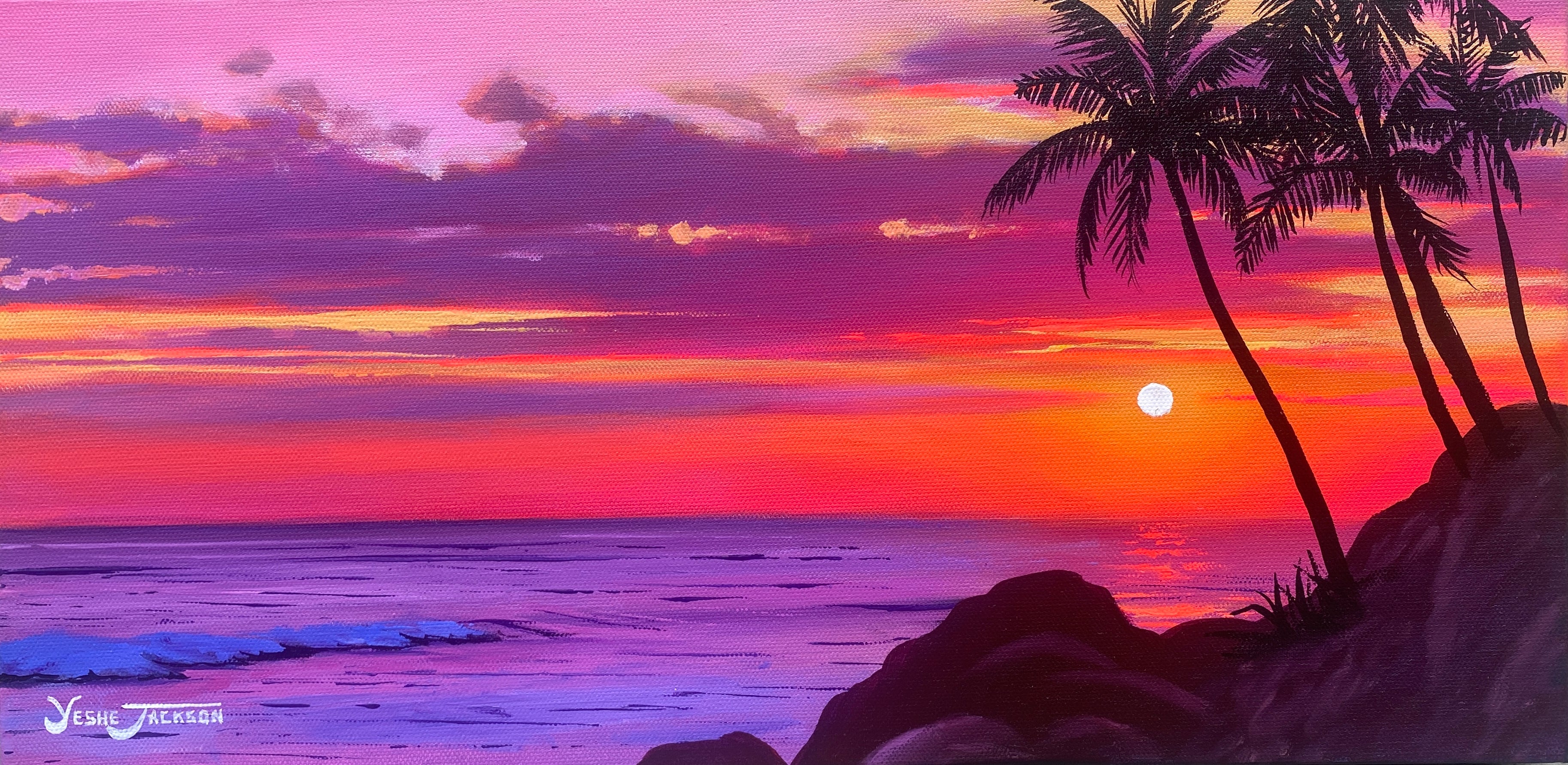 Tropical Glow, acrylic on canvas 10x20 inches