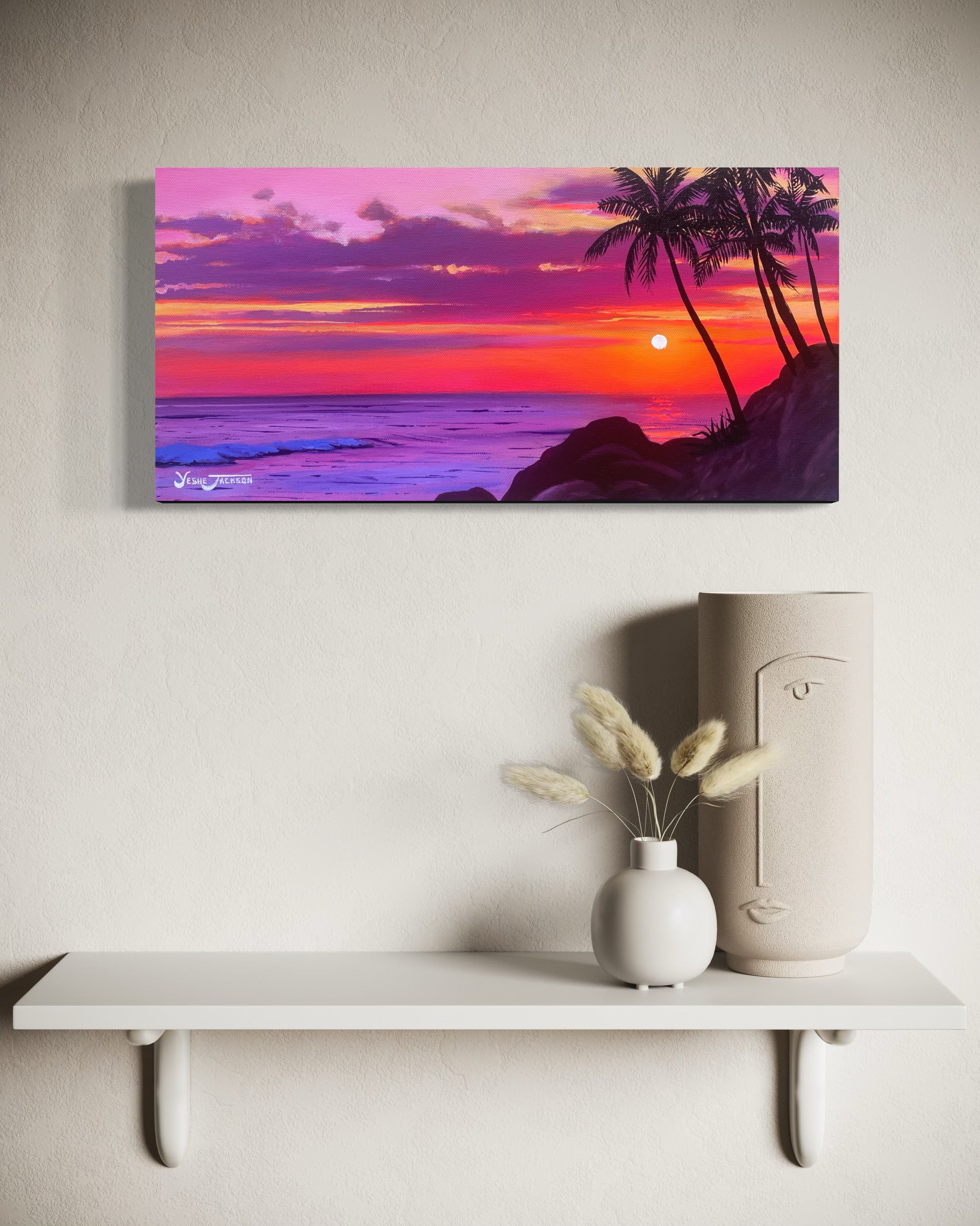 Tropical Glow, acrylic on canvas 10x20 inches
