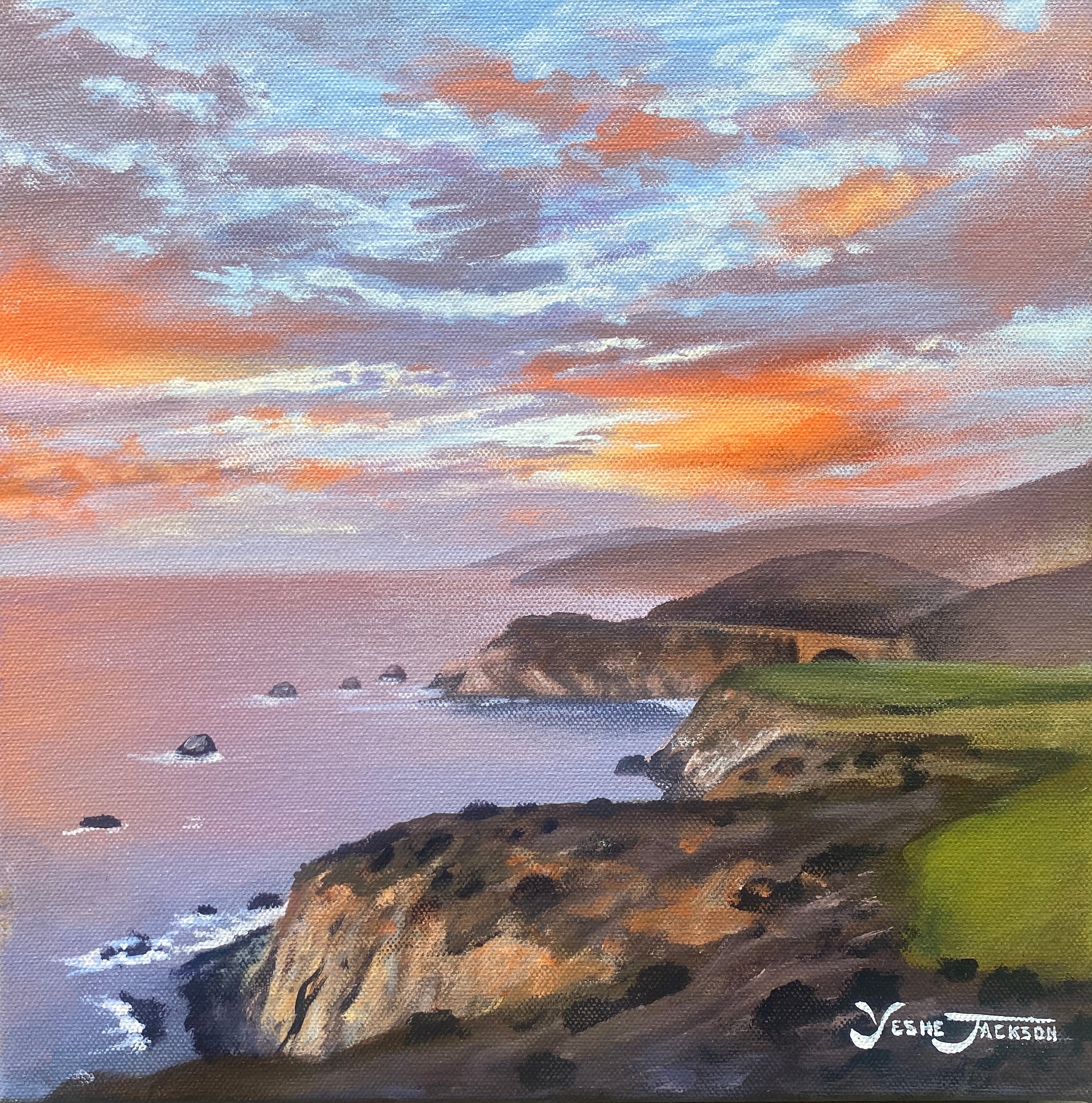 Big Sur Bliss, acrylic on canvas 12x12 inches