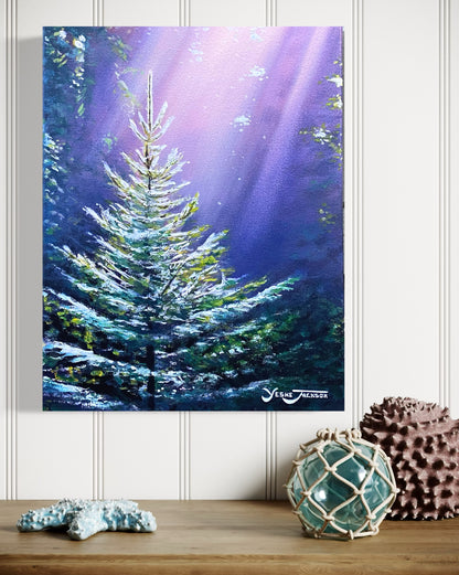 Evergreen, acrylic on canvas 14x11 inches