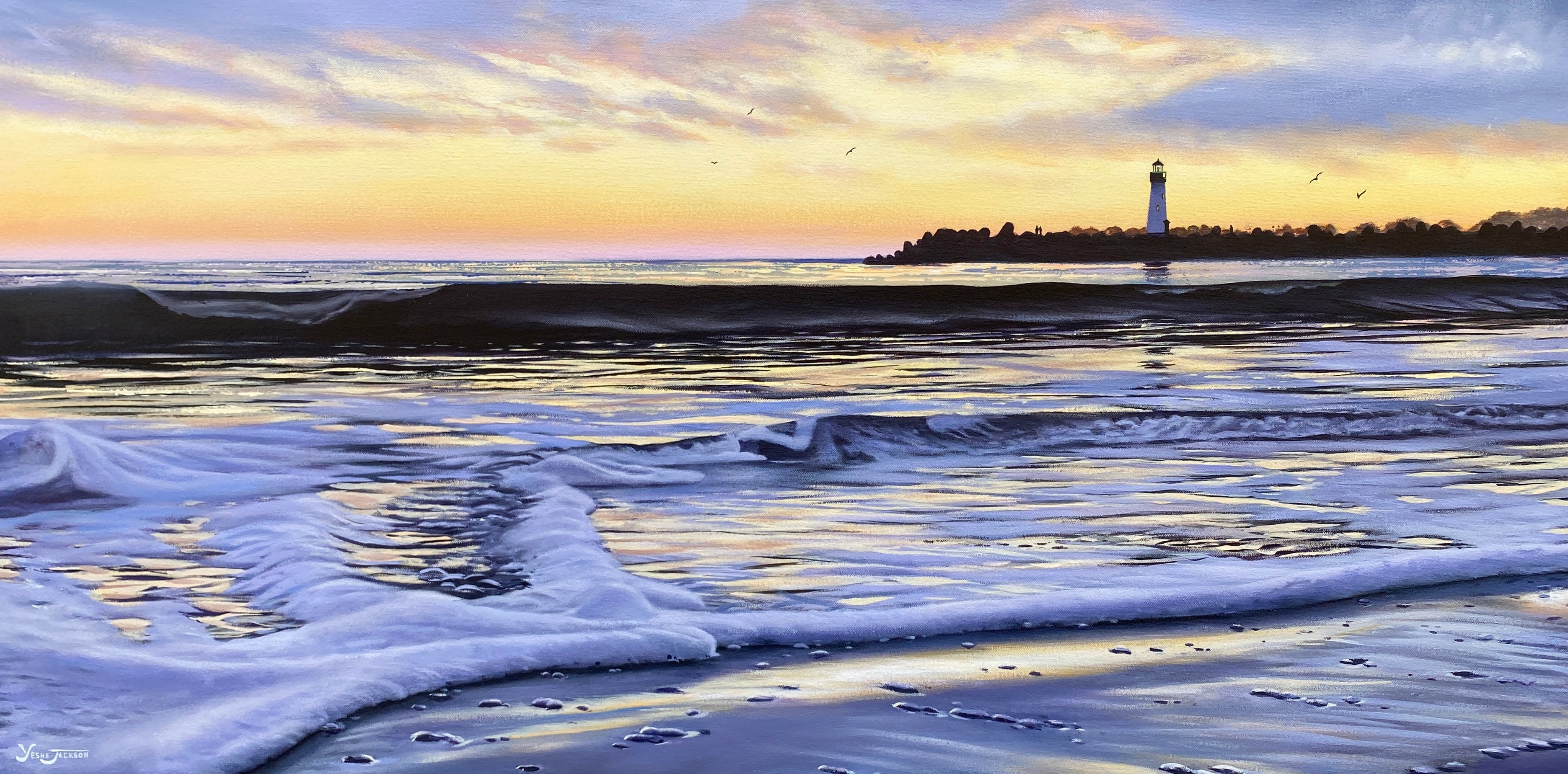 Golden Distance, acrylic on canvas 24x48 inches
