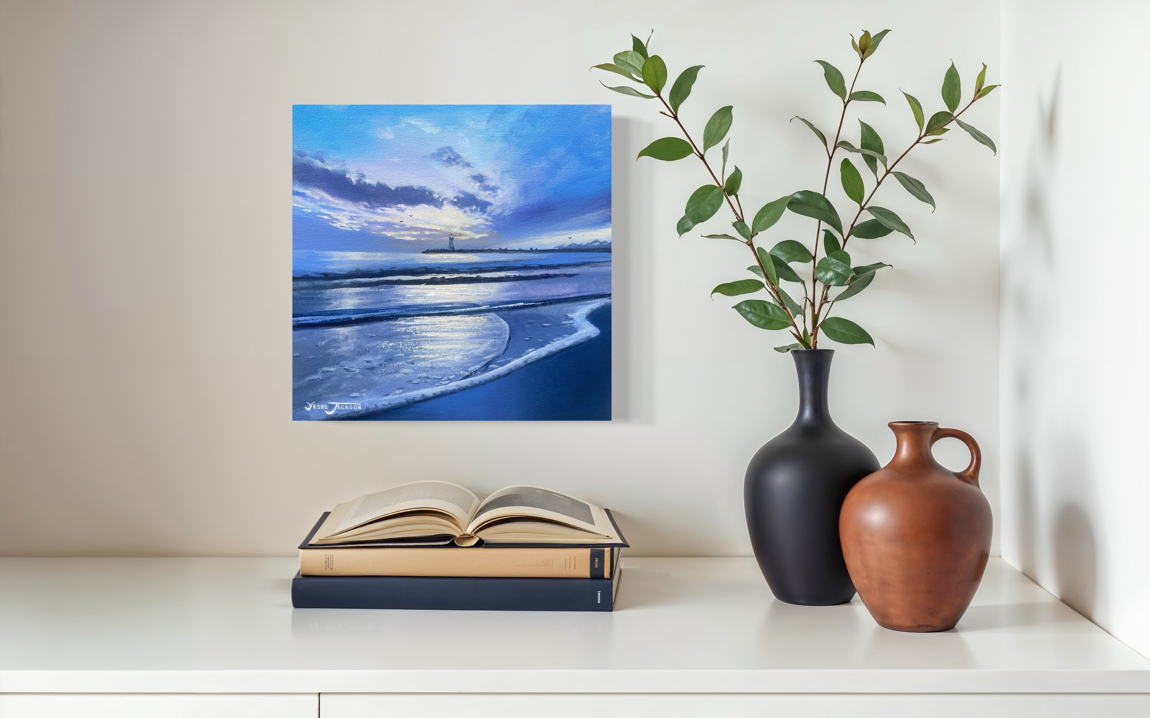 Harbor Serenity, acrylic on canvas 12x12 inches