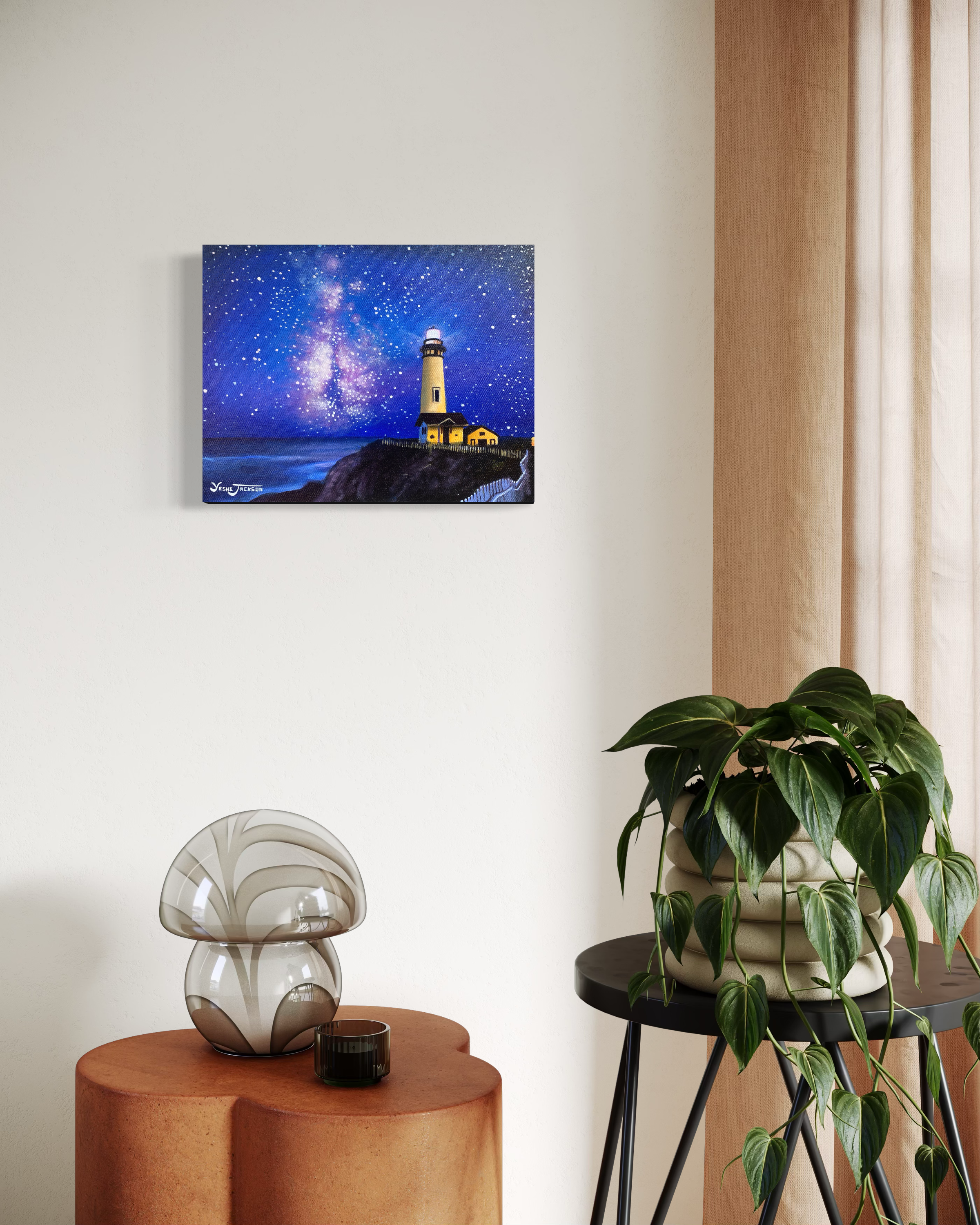 Galactic Lighthouse, acrylic on canvas 11x14 inches