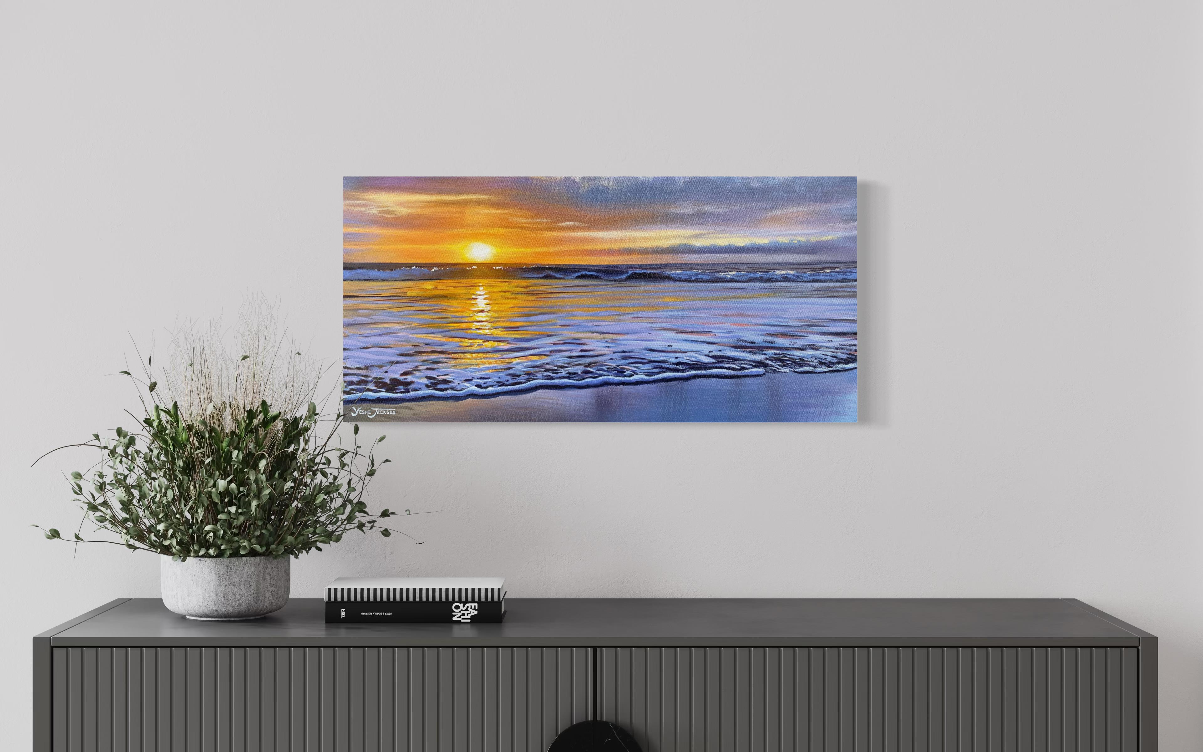 Thunder and Glow, acrylic on canvas 12x24 inches