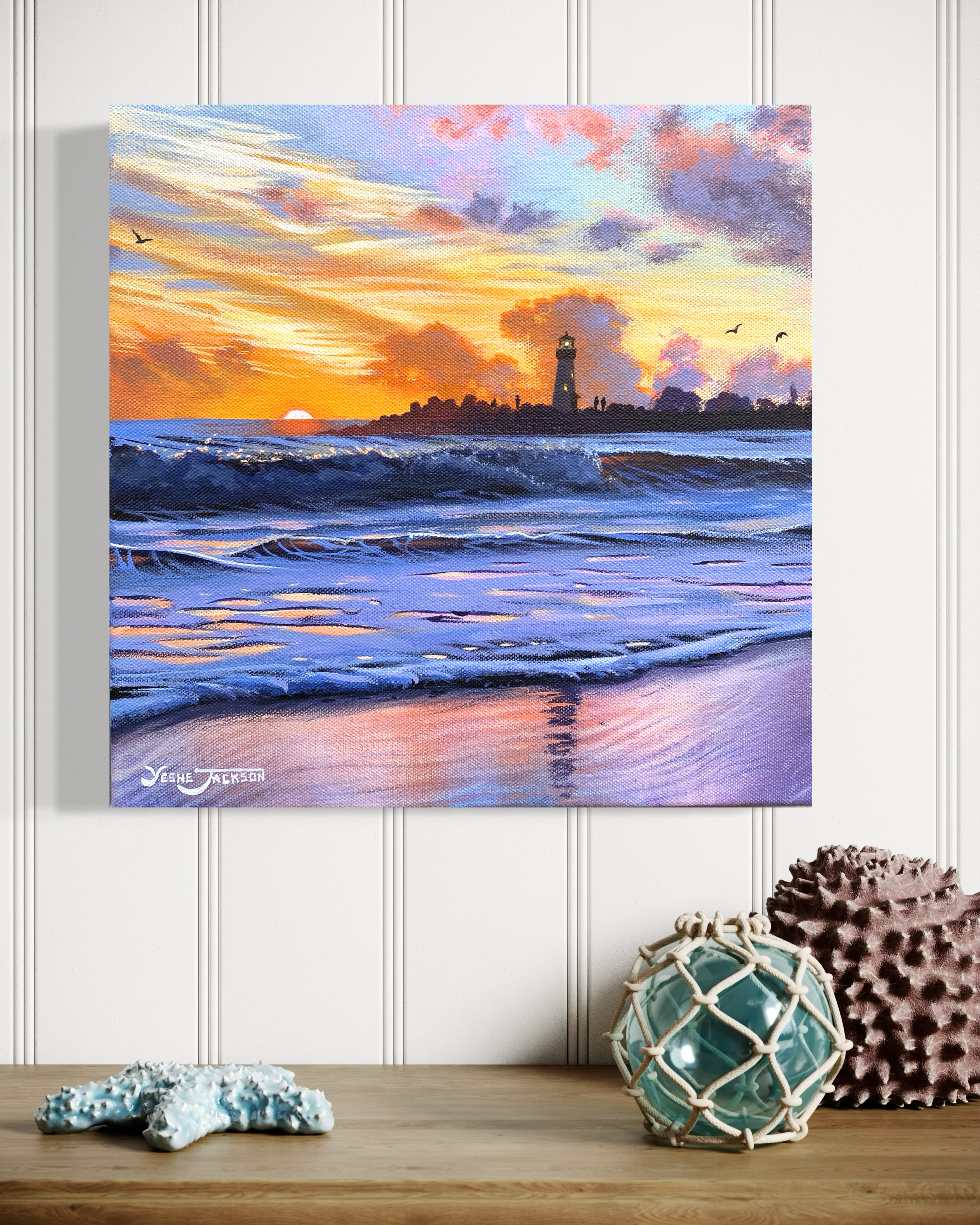 As the Sun Sets, acrylic on canvas 12x12 inches