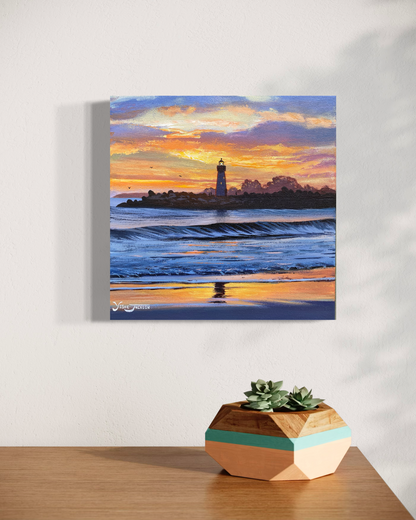 Seaside Silhouette, acrylic on canvas 12x12 inches