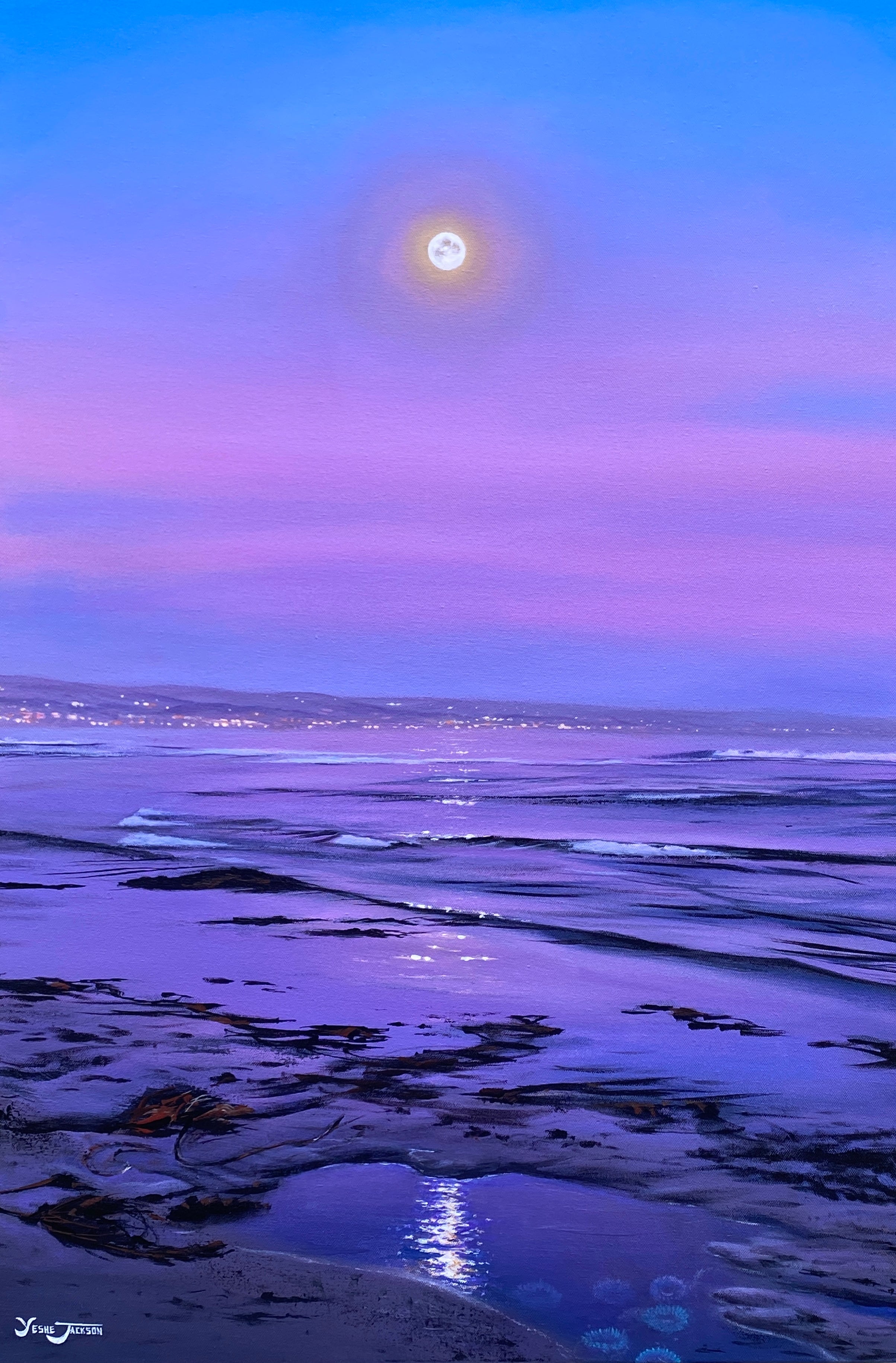 Moonlit Reflections, acrylic on canvas 24x36 inches
