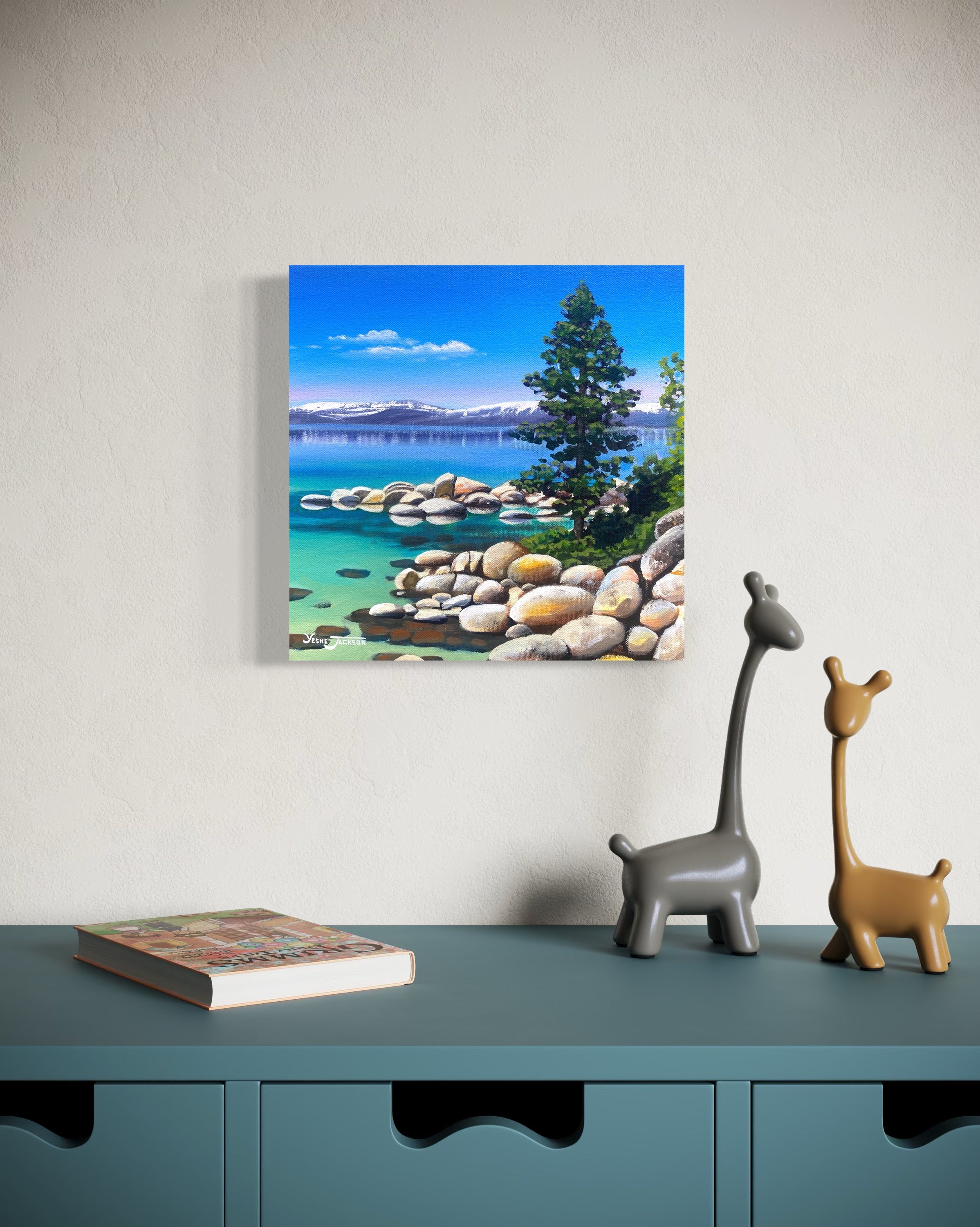 Sand Harbor Sun, acrylic on canvas 12x12 inches