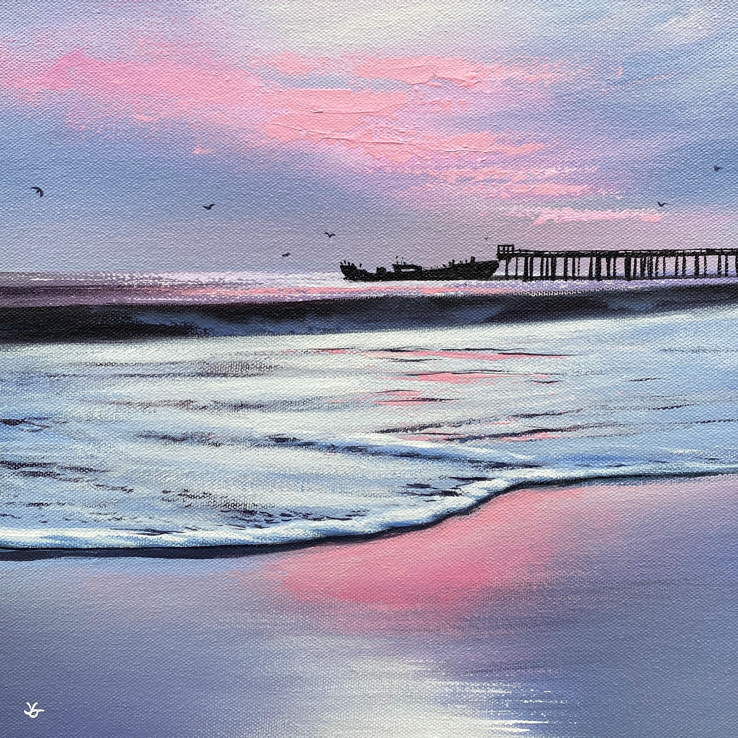 Seacliff Sweetness, acrylic on canvas 12x12 inches