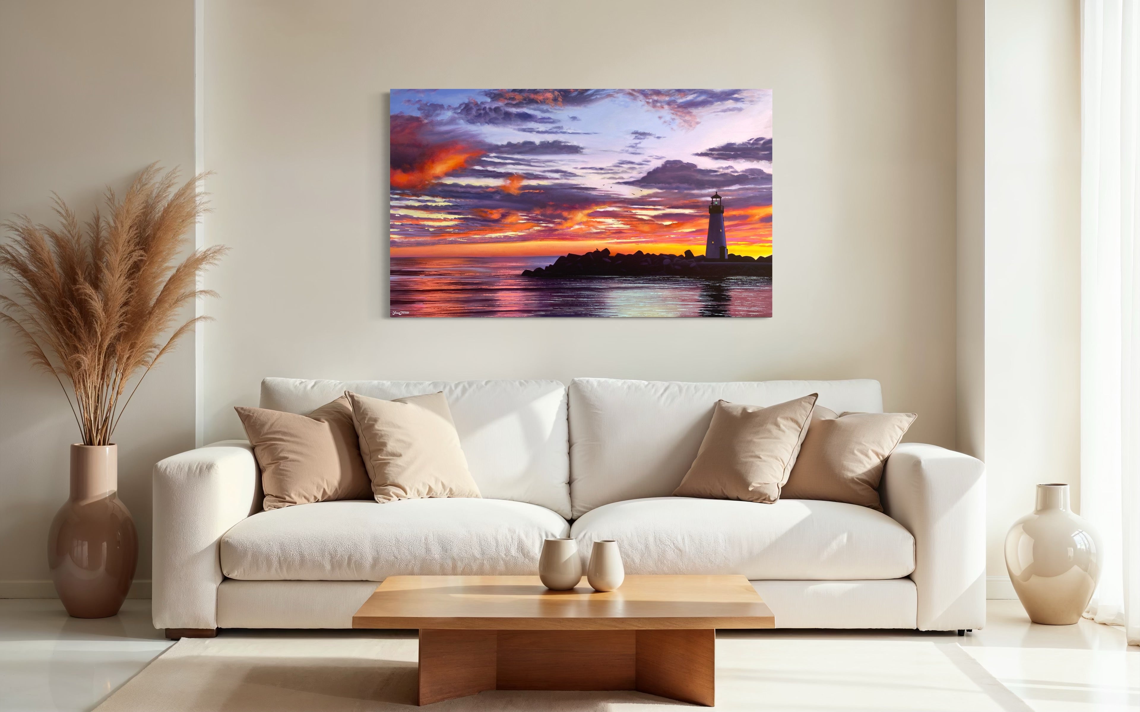 Lighthouse Life, acrylic on canvas 36x60 inches