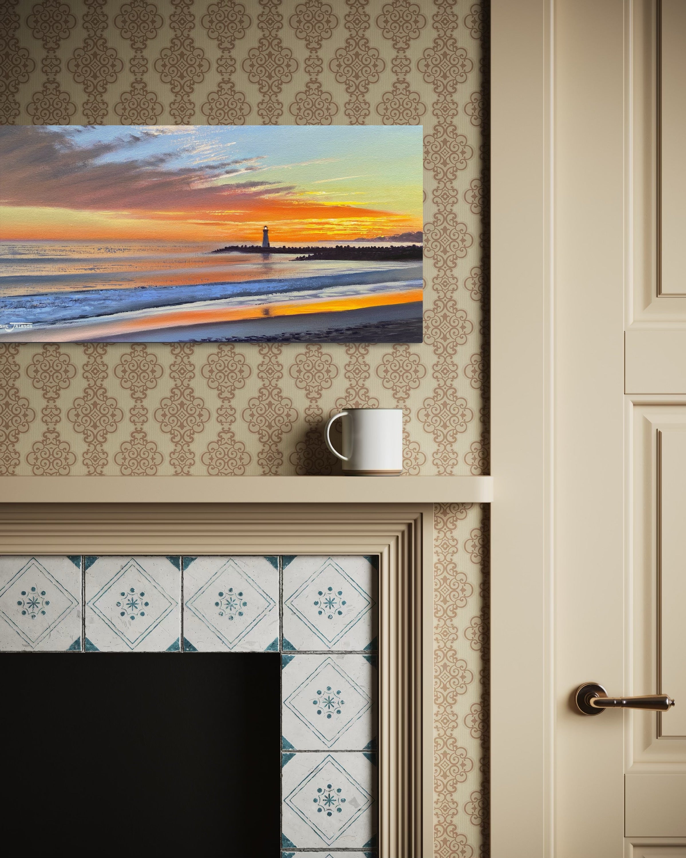Twin Lakes Twilight, acrylic on canvas 12x24 inches